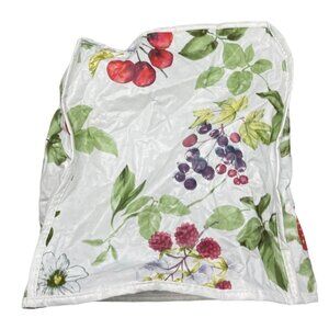 can opener toaster cover plastic floral fruit cherry's white green 9x7x4" READ